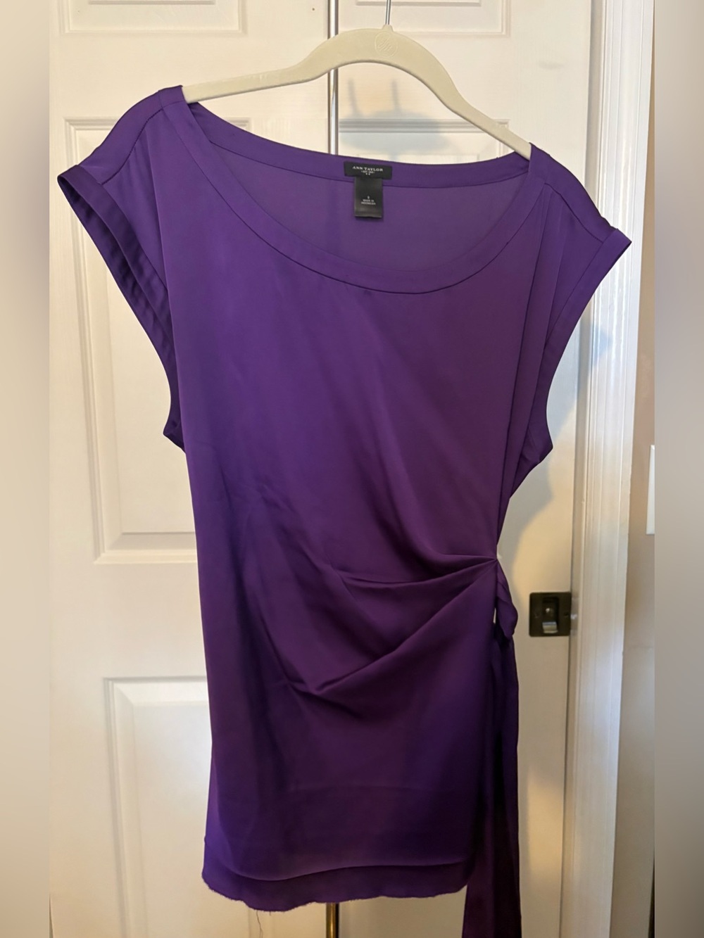 Deep Purple Silk Tie Blouse